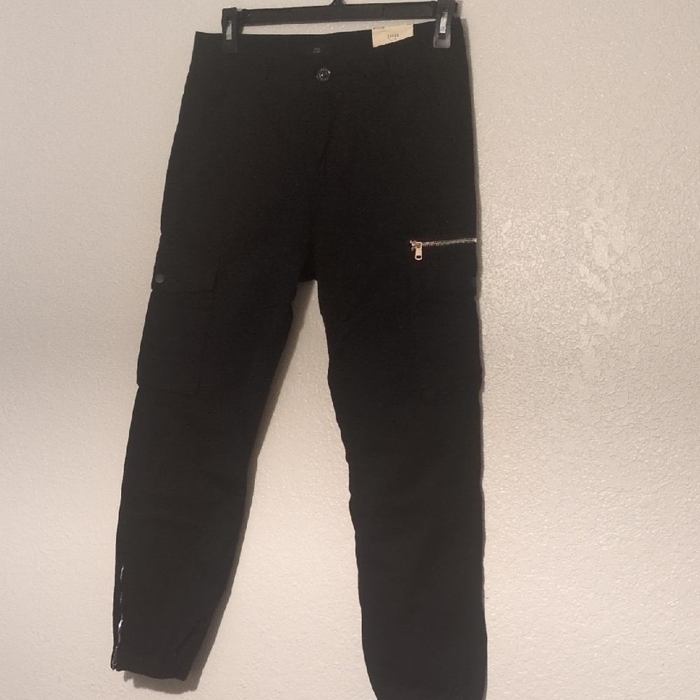 River Island Black Cargo Pants with Tapered Fit
